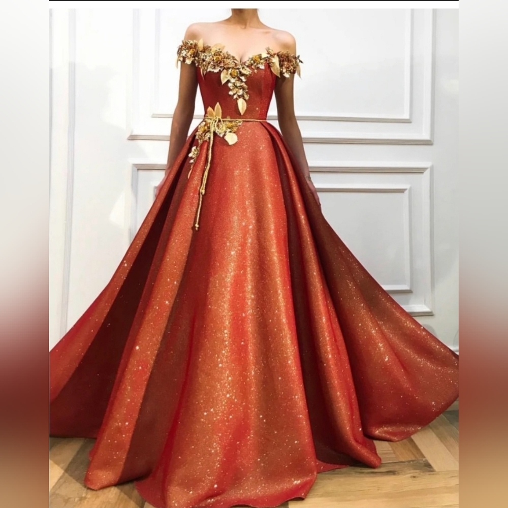 Golden orange sparkling dress - Picture 2 of 5